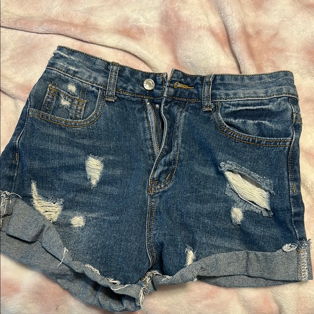 Distressed Denim Shorts